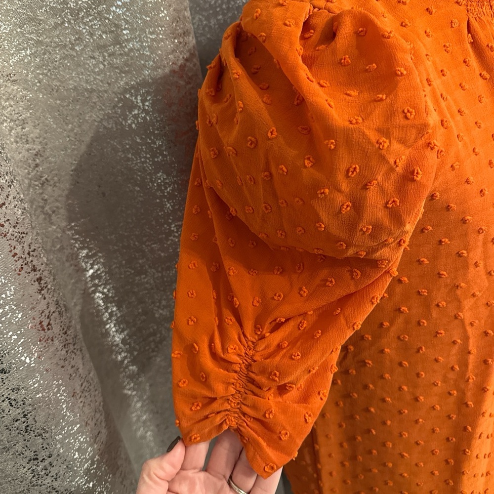LOFT Vibrant Orange Ruffled Blouse - Picture 3 of 5